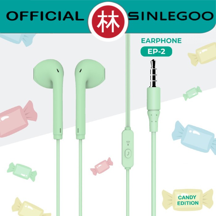 Sinlegoo EP-2 Wired Earphone Candy Edition Mega Bass With Mic