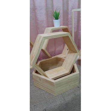 Rak Hexagonal/ Rak Dinding/ Hiasan Hexagonal