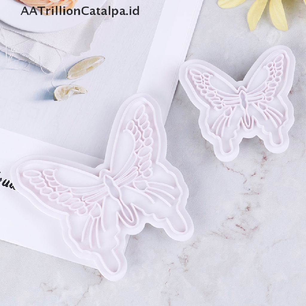 2pcs / Set Cetakan Pemotong Kue Fondant Sugarcraft Bentuk Kupu-Kupu