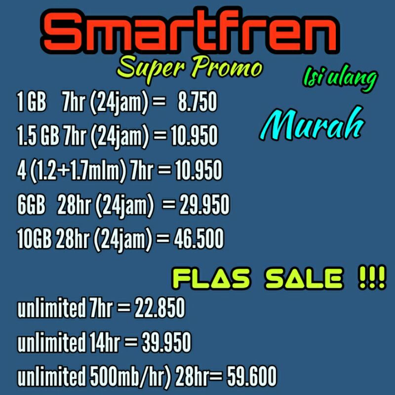 isi ulang kuota smartfren murah kuota nasional TURUN HARGA (yg unlimted tidak bisa untuk mifi)