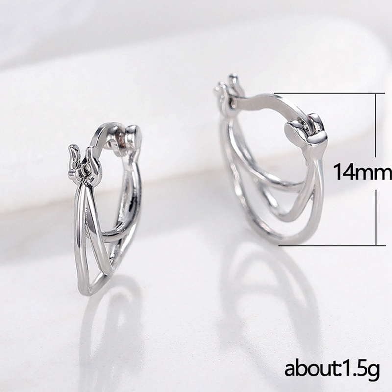 Fancyqube Anting Hoop 3 Baris Bentuk Irregular Gaya Korea Untuk Wanita