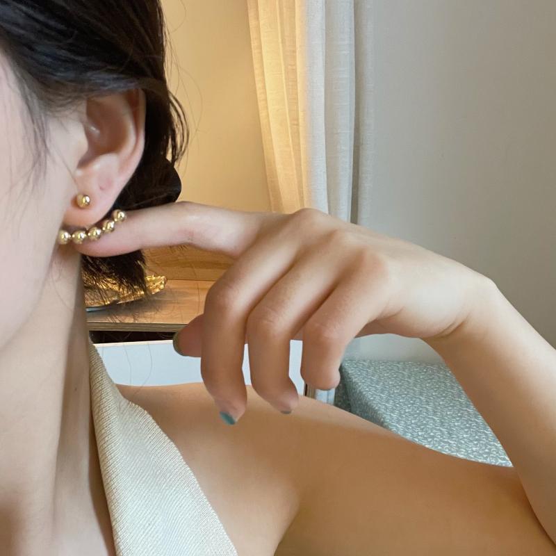 Anting Tusuk Gantung temperament Bahan Sterling silver 925 Desain Kacang Polong Untuk Wanita