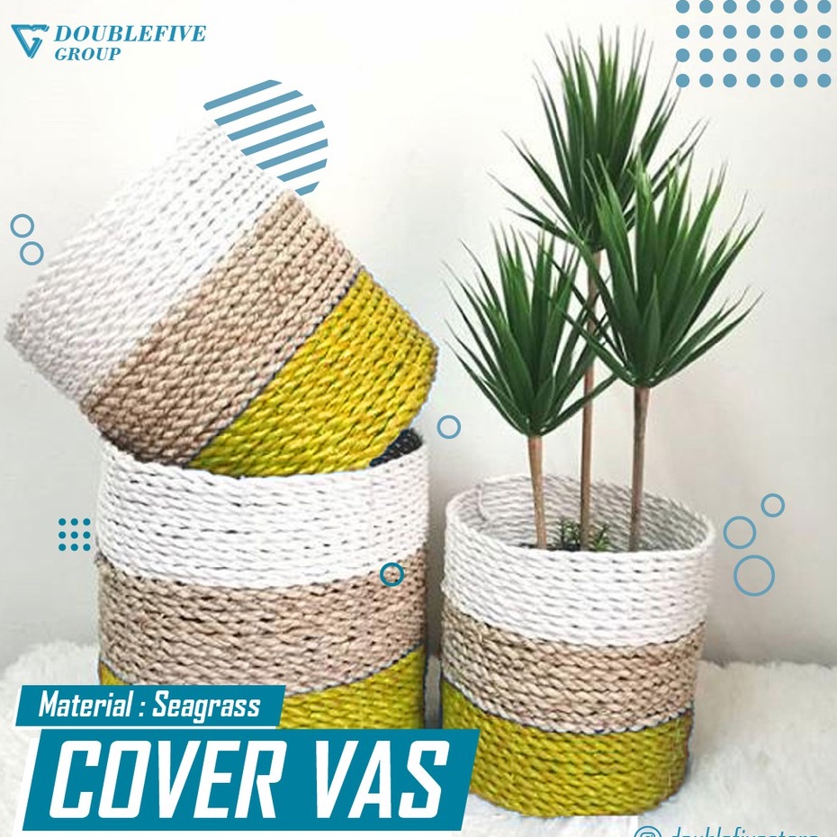 Keranjang Anyaman isi 3. Cover Pot, Keranjang Seagrass, Hiasan Anyam (size 20,17,15) / COVER POT