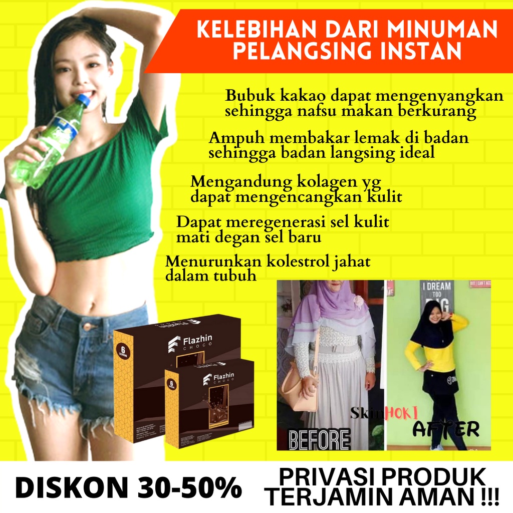 MINUMAN DIET PELANGSING TUBUH PENURUN KOLESTROL FLAZHIN CHOCO COLLAGEN PEMUTIH DAN PENCERAH KULIT ORIGINAL BPOM