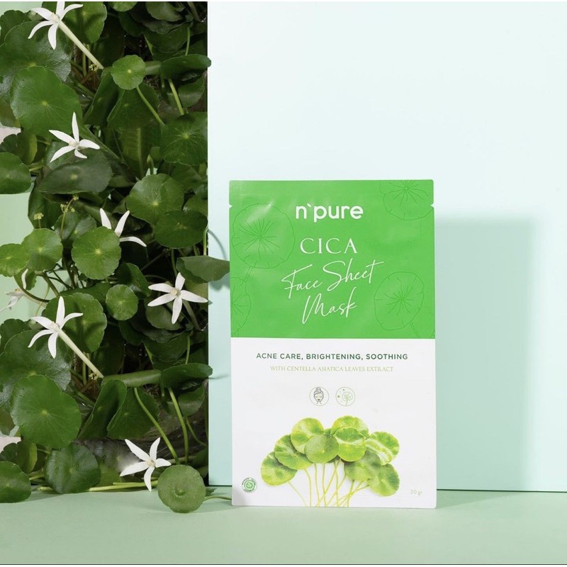 NPURE Centella Asiatica Masker Sheet Mask (CICA series) Masker Wajah Topeng, Masker Jerawat