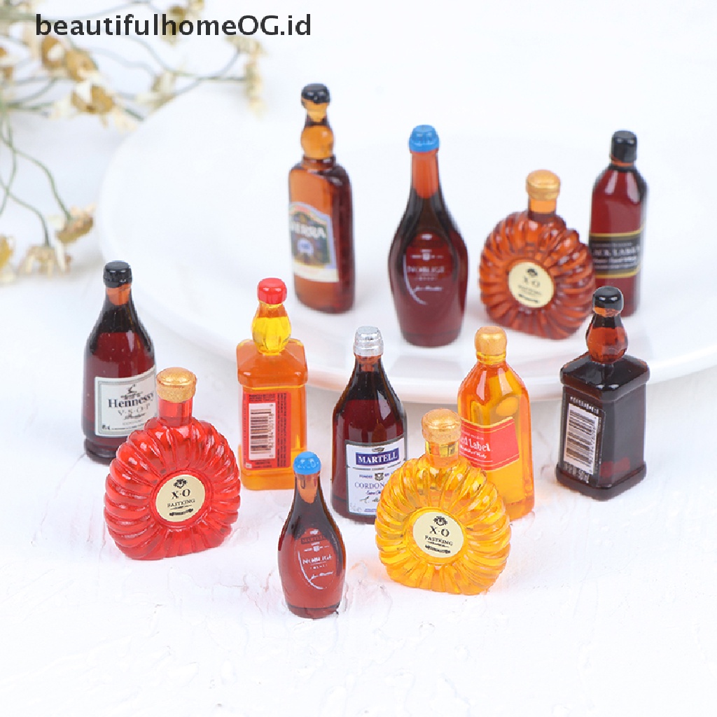 10 Pcs Miniatur Botol Minuman Skala 1: 12 Untuk Aksesoris Dapur Rumah Boneka