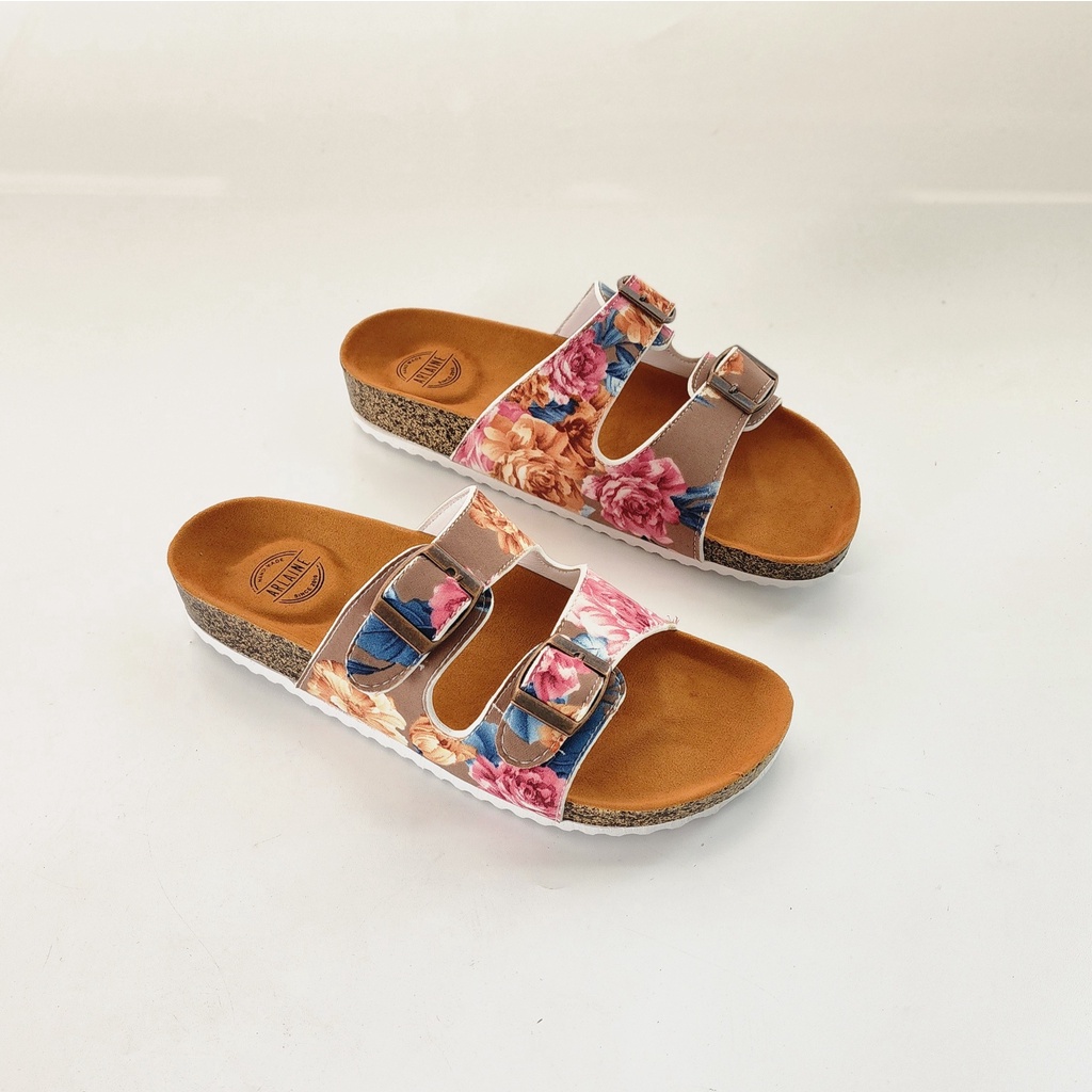 ARLAINE ORCHID Sandal Casual Wanita / Sandal Puyuh / Sandal Birken Motif Bunga BM.02