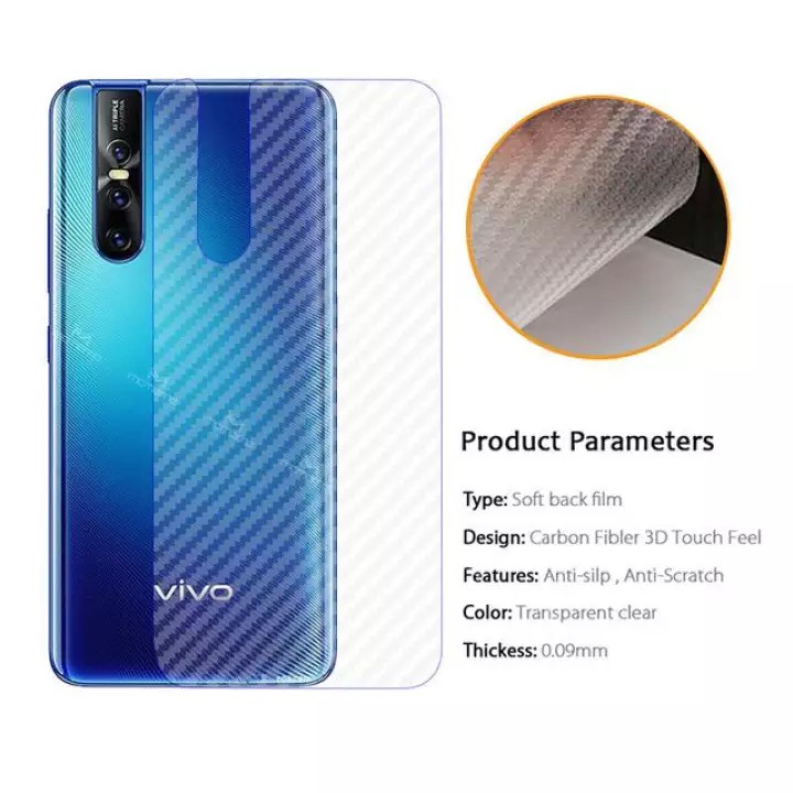 Carbon Garskin for Vivo V15 Pro Premium 3D Carbon Back Skin Anti Gores Belakang