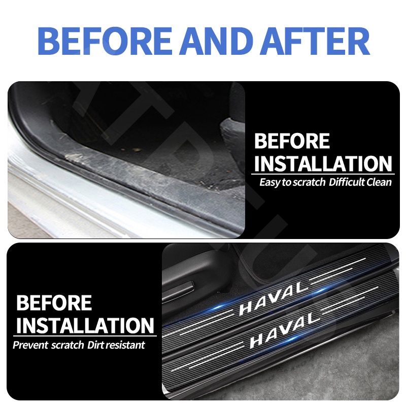 Haval 9Pcs Stiker Pintu Mobil Carbon Fiber Sill Protection Auto Anti Gores Anti Slip Untuk H1 2022 2023 H5 M4 H9 H6 Jolion H2 H2s