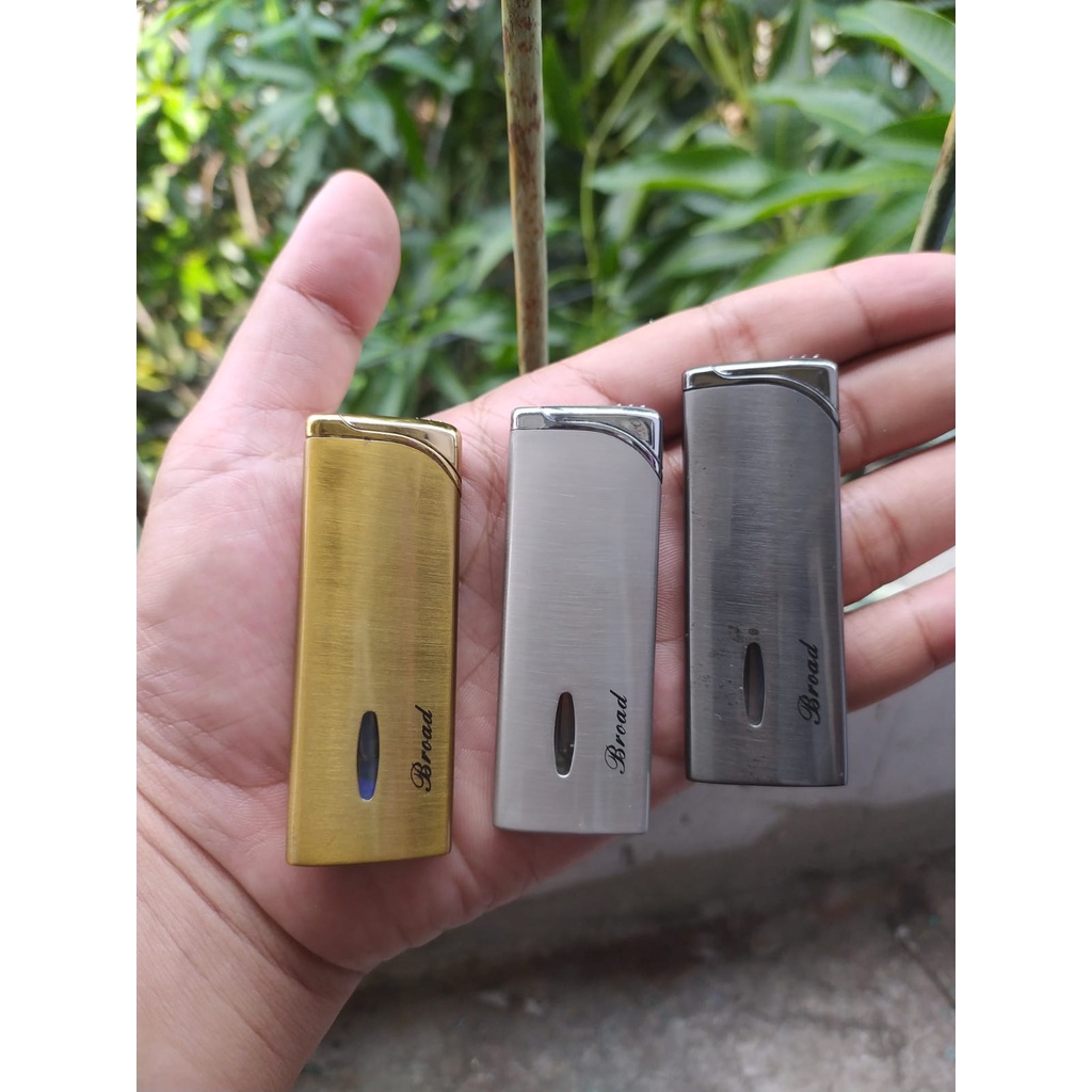 mancis korek api bara gas isi ulang BROAD torch lighter BD-233 unik - GOLD - GRAY - SILVER