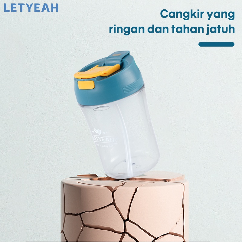 letyeah Botol minum 400ml anti bocor tumpah /botol minum kopi portable tahan panas /botol minum anak sedotan lucu /coffe cup/tumbler kopi