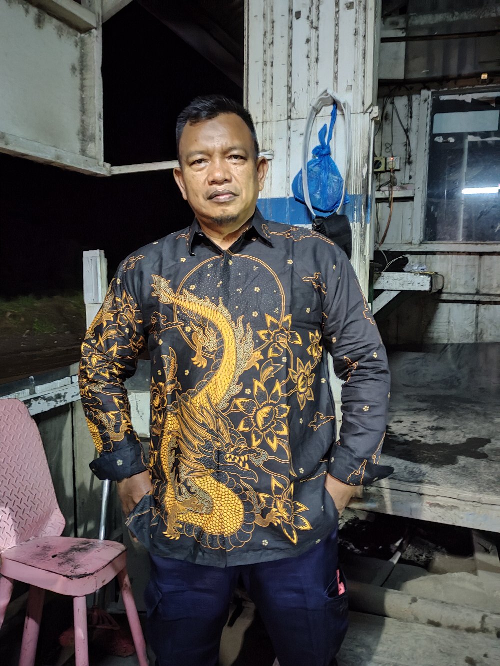 Batik Pria Lengan Panjang Naga Sakti Batik Sragenan Motif Masa Kini Original Batik Solo Full Furing