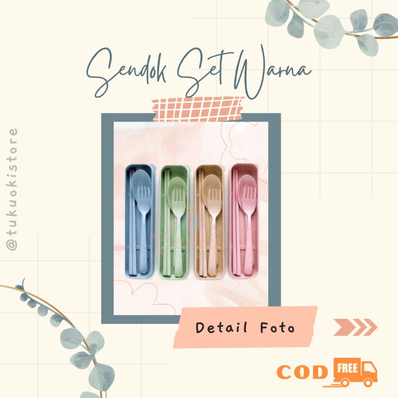 Sendok Set Full Colour Sendok Traveling [Sendok+Garpu+Sumpit+Box]