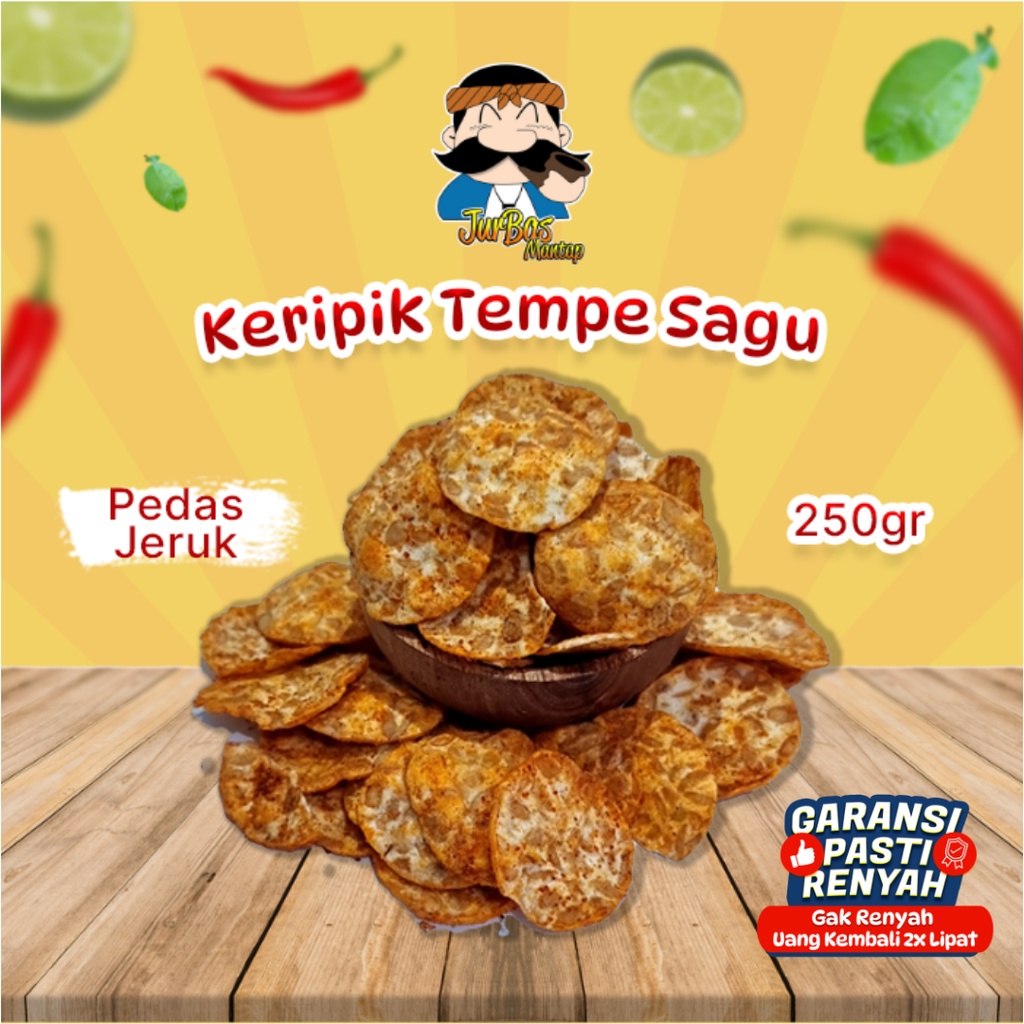 Keripik Tempe Sagu Pedas Daun Jeruk Juragan Basreng 250gr Makanan Ringan