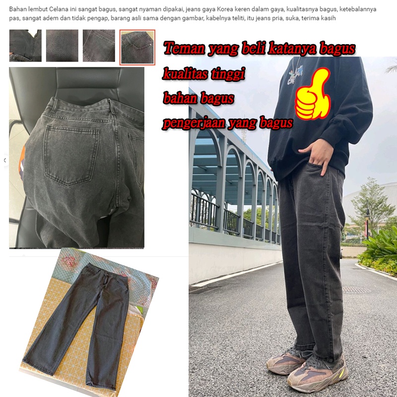 loose jeans pria jeans korean style pria ️️Modis dan bergaya celana lurus celana jeans panjang pria