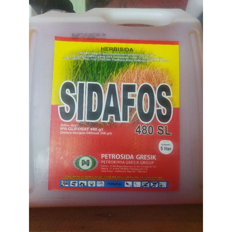 Sidafos 480SL Herbisida SIDAFOS 480SL Herbisida Sistemik Pembasmi Rumput sangat cepat Kemasan 5liter