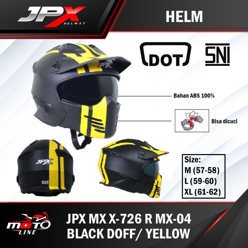 Helm JPX MX 726 R  MX 04 Black Doff/Yellow