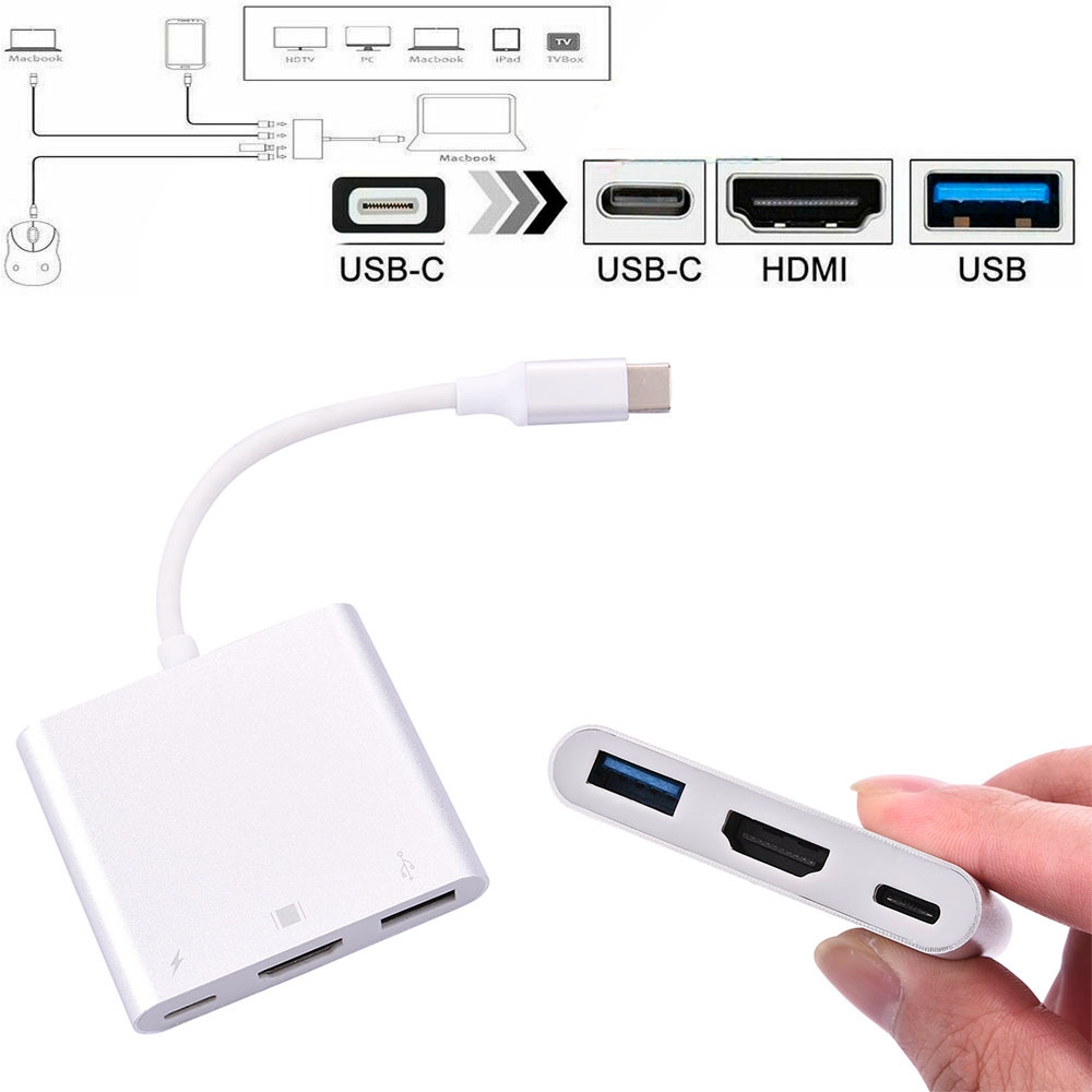 【COD Tangding】3.1 USB Type-C To Hdmi+usb+PD Three-in-one HD on-screen Adapter Cable Support 4K