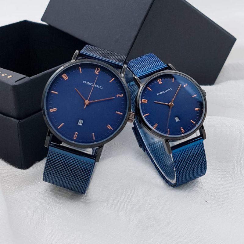 Jam Tangan Pacific Couple Original 83124 Rantai Pasir