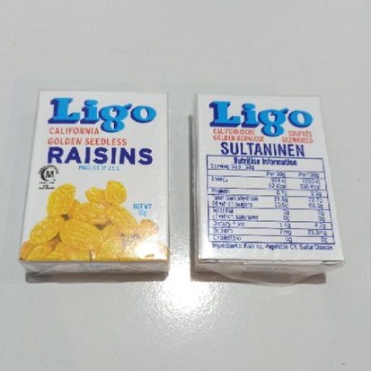 

Ligo California Seedless Raisins 30g / Ligo Kismis Kuning Jadul USA 30g