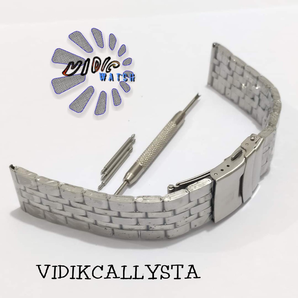 Strap B809 Tali Jam Tangan Stainless steel Rante Rantai 22mm Silver Tali strap Watch solid lurus 22