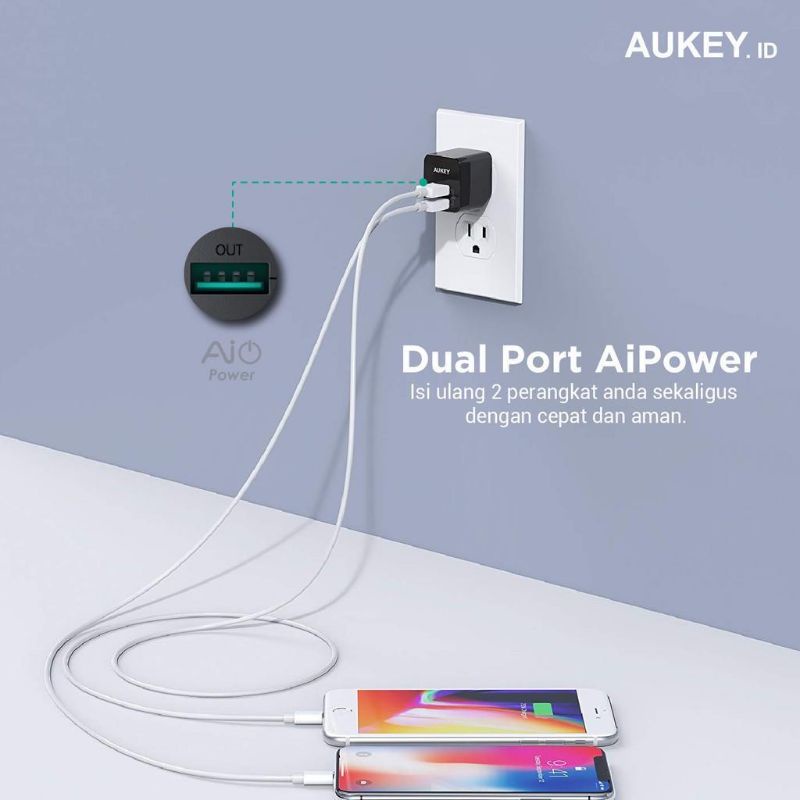 Aukey Adaptor PA-U32 2 Port USB 12W