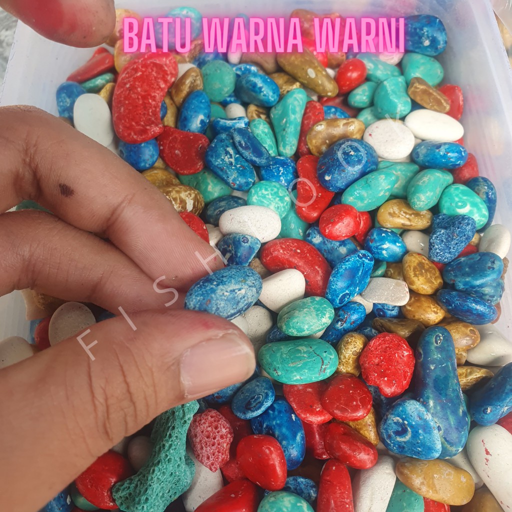 Batu Warna Warni Pancawarna Aquarium / Batu Hiasan Aquarium / Batu Aquascape 500 GR GRAM