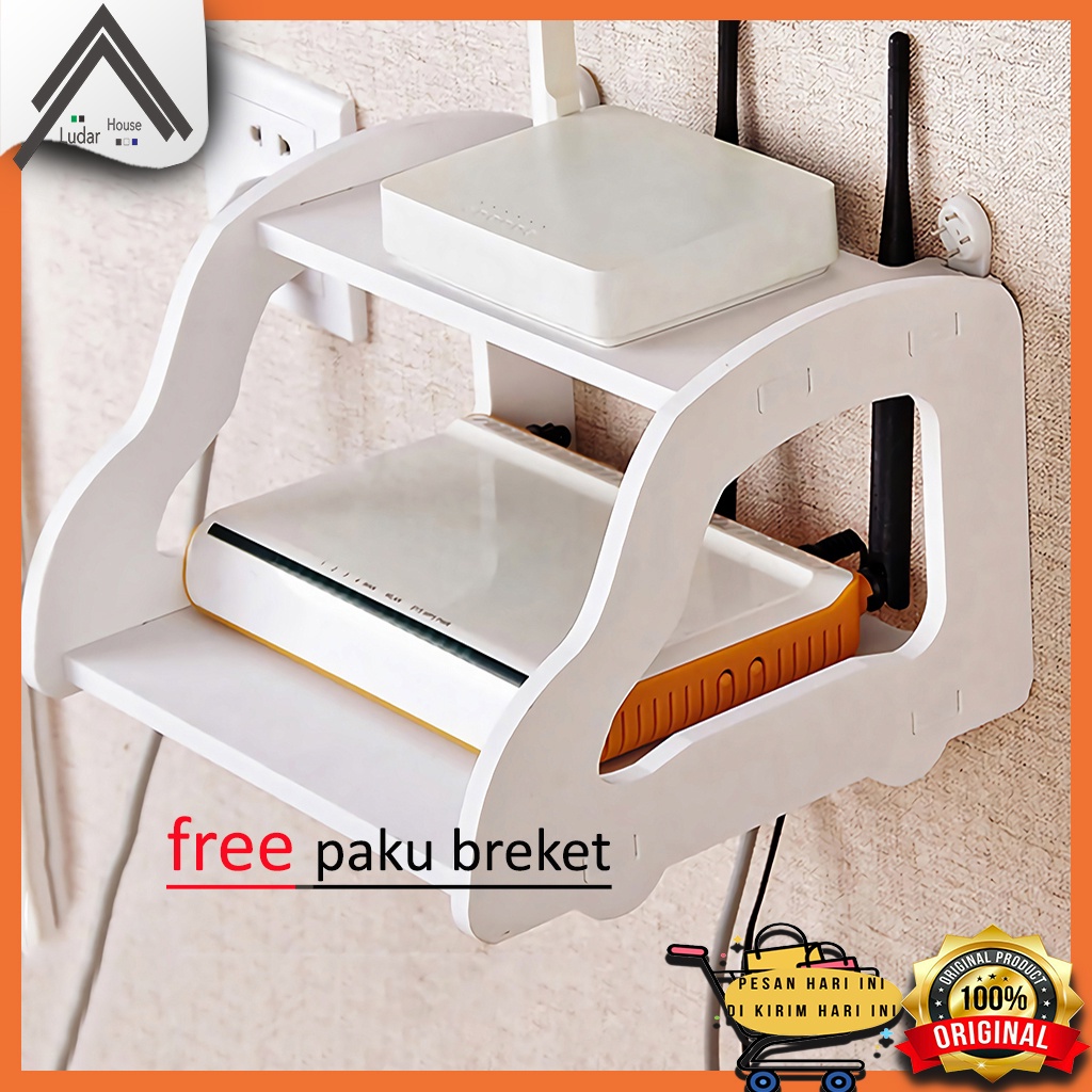 Rak dinding gantung tempat router wifi dvd vintage dekorasi dinding minimalis serbaguna
