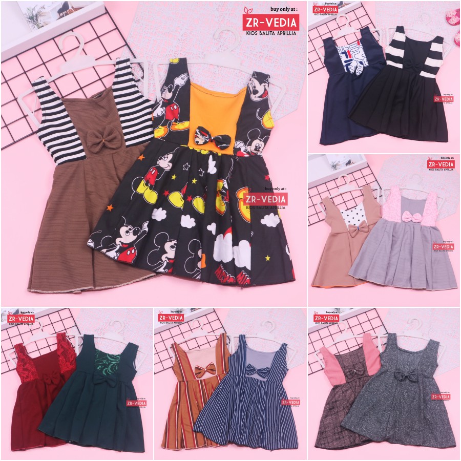 Dress Clairine uk Bayi - 7 Tahun / Baju Anak Perempuan Murah Dres Motif  Yukensi Pakaian Import