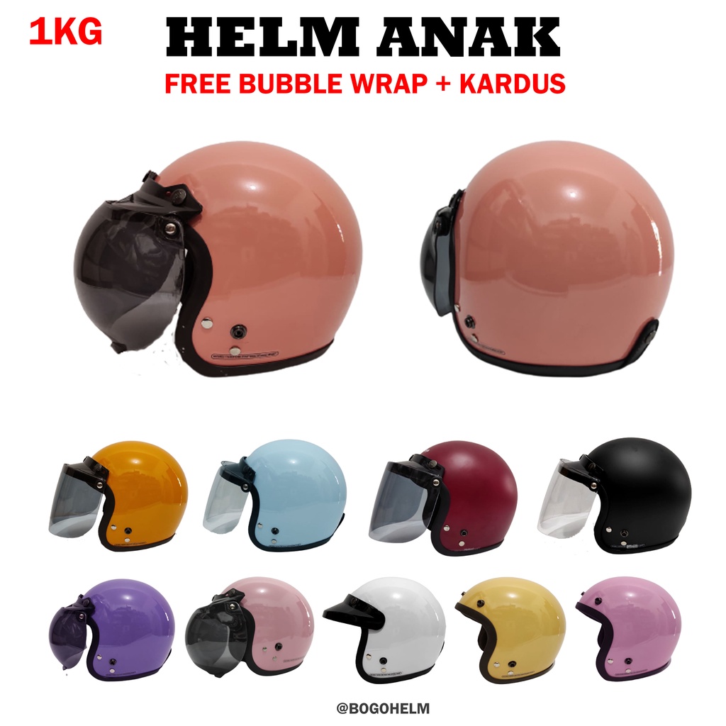 Helm Bogo Anak / Helm Anak Retro Polos / Helm Retro Anak