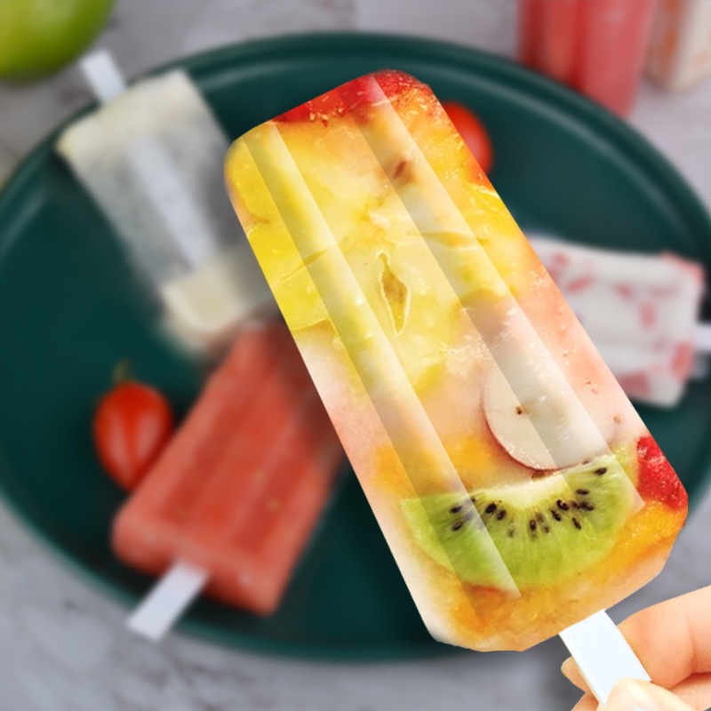 1pc Cetakan Es Krim Popsicle Model 4 Sel, Dapat Dipakai Ulang