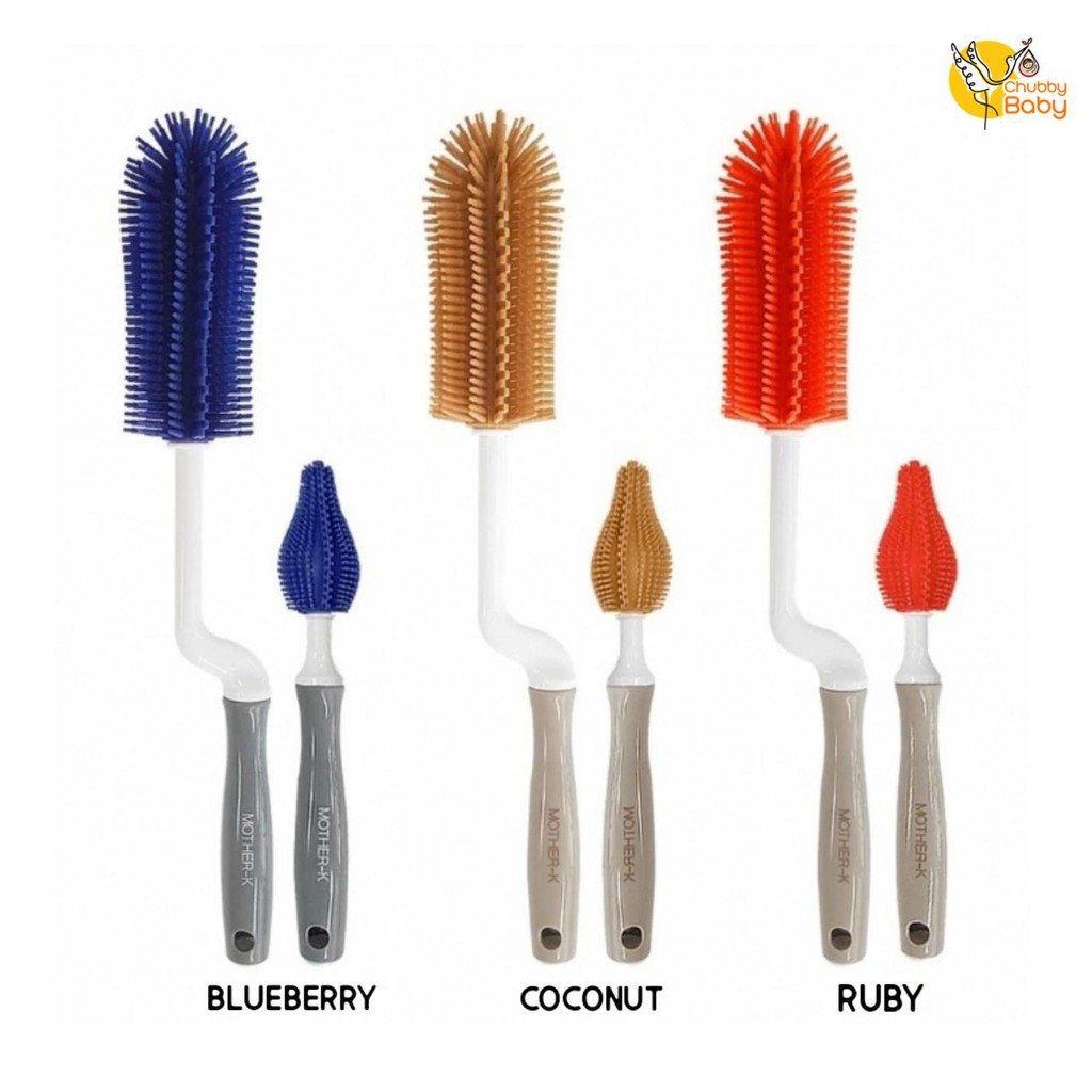 Mother-K Silicone Brush 2 Kinds of Set (Sikat Botol)