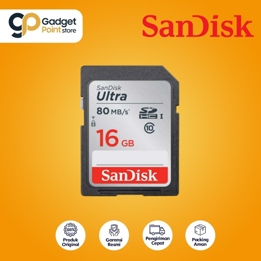 Sandisk SD Card 16Gb 100Mbps CL10 SDHC - Garansi 10 Tahun