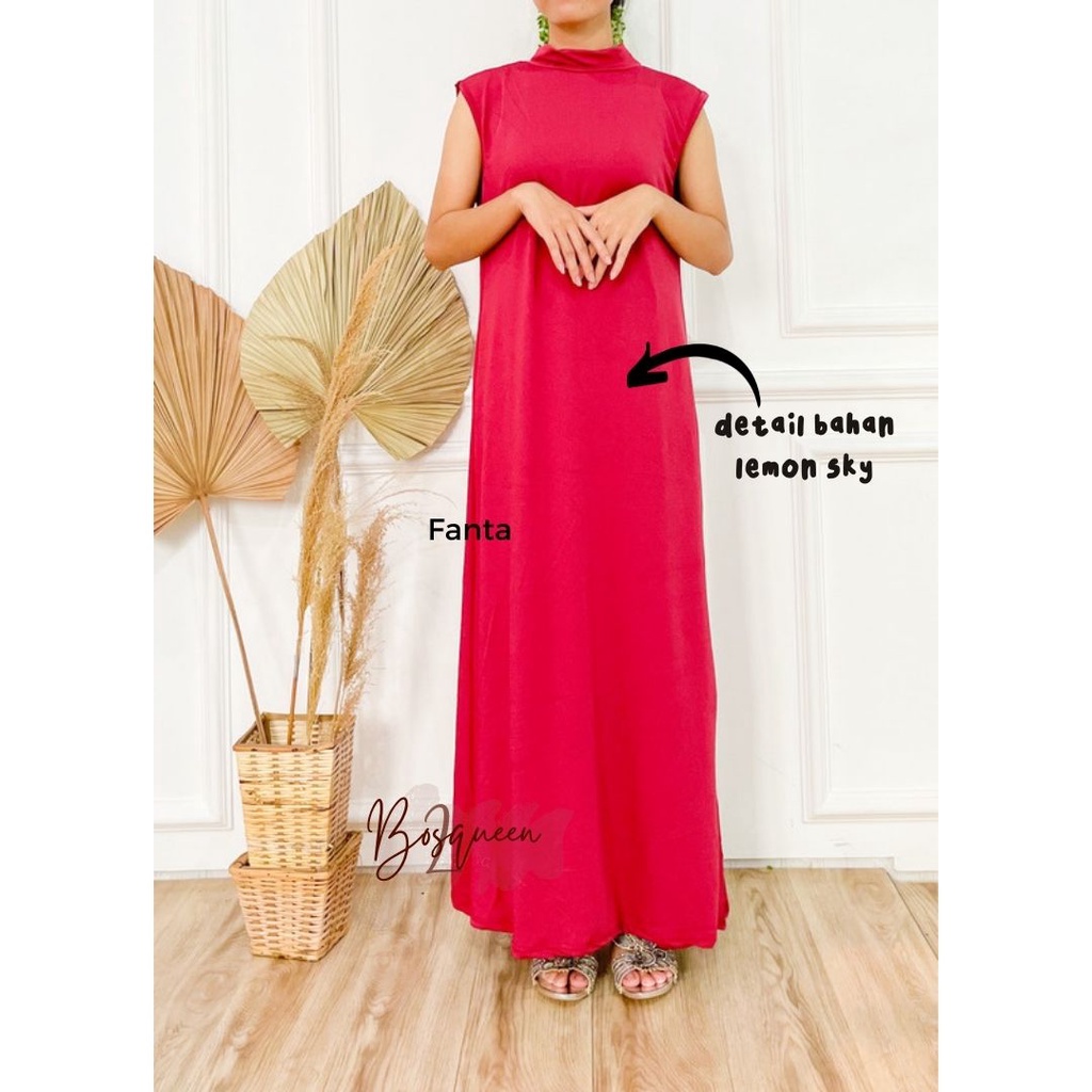 INNER DRESS WANITA LEMON SKY/ KNIT DRESS / INNER DRESS / INNER DRESS DALEMAN WANITA HITS / DRESS TANPA LENGAN TURTLENECK