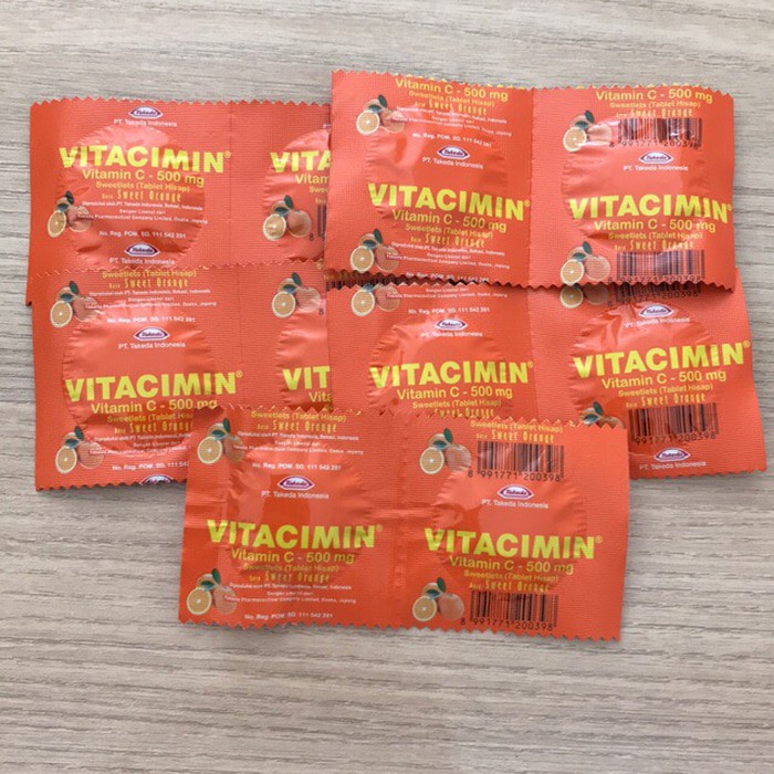 VITACIMIN Lemon Orange Vitamin C 500mg per strip lebih murah