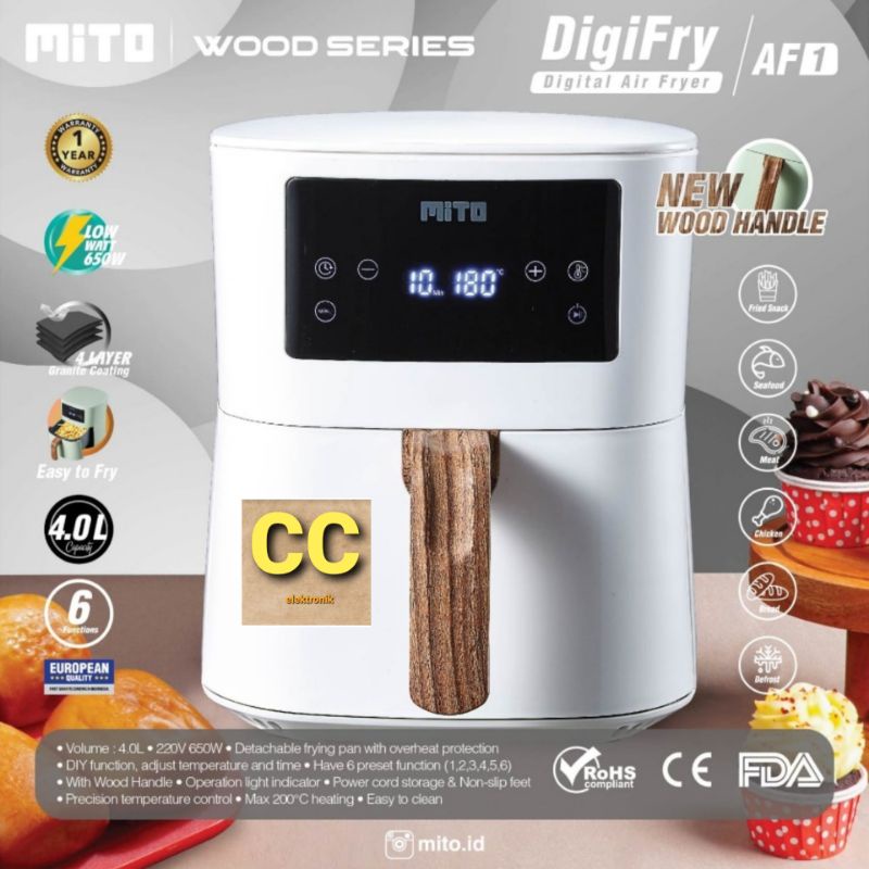 MITO AF1 Digital Air Fryer AF1 low watt 4L - Mito AirFryer DigiFry AF 1 GARANSI RESMI