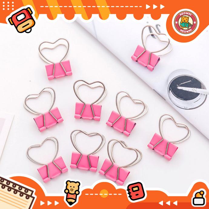 

:=:=:=:=] Binder Paper Clip Penjepit Kertas Dokumen Bentuk Love WarnaPink CB0010