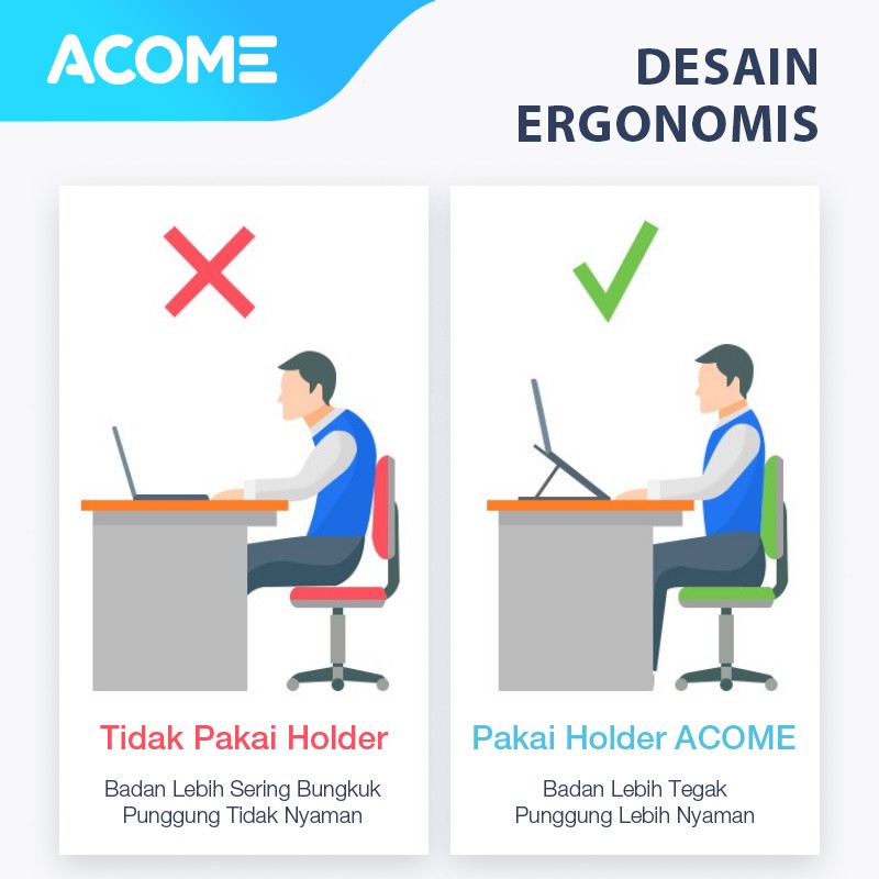 ACOME Stand Holder Laptop Portable Alumunium Alloy Garansi Resmi 1 Thn ALS01-3