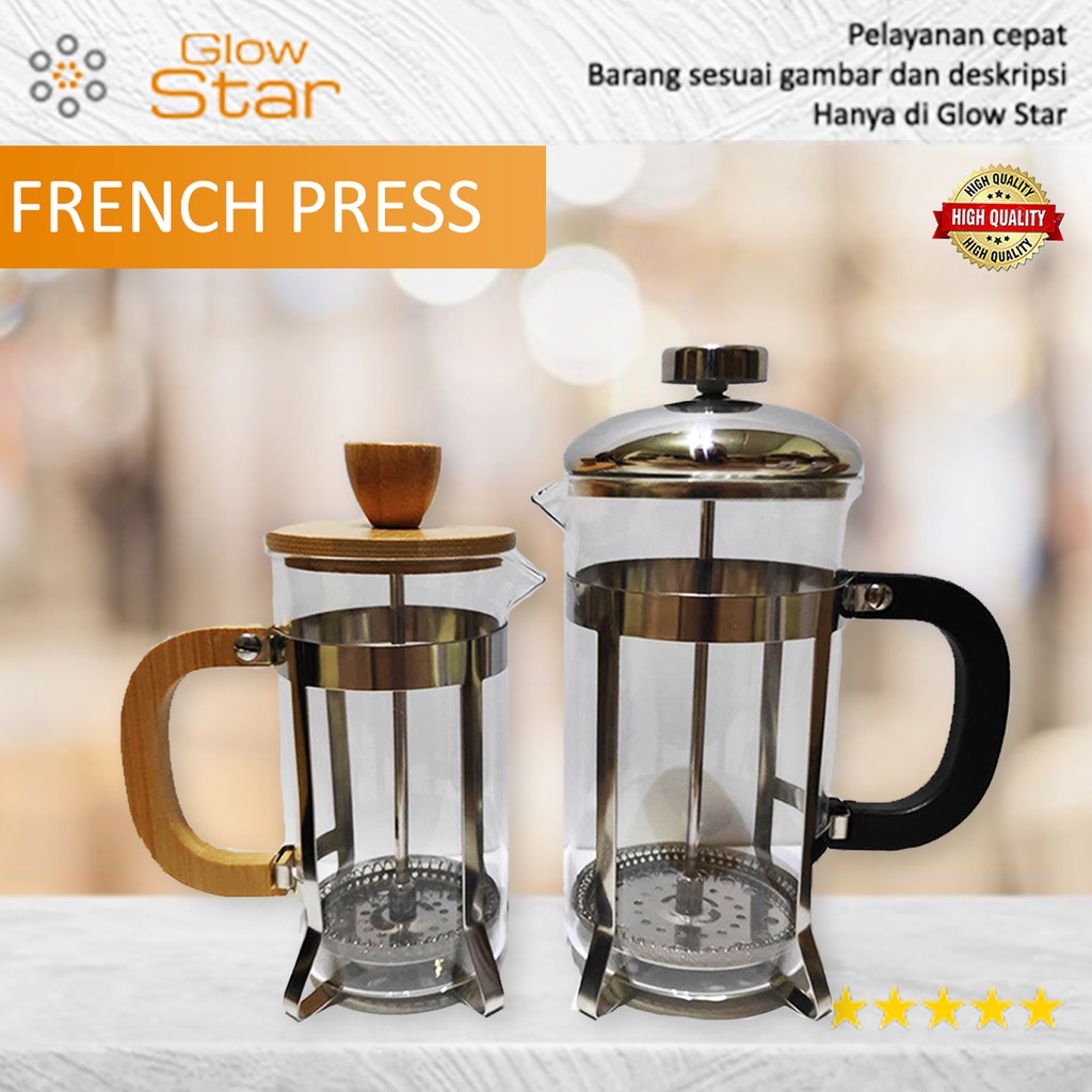 French Press Coffee Maker Pot Gagang Kayu 350 ml / Exclusive 600 ml