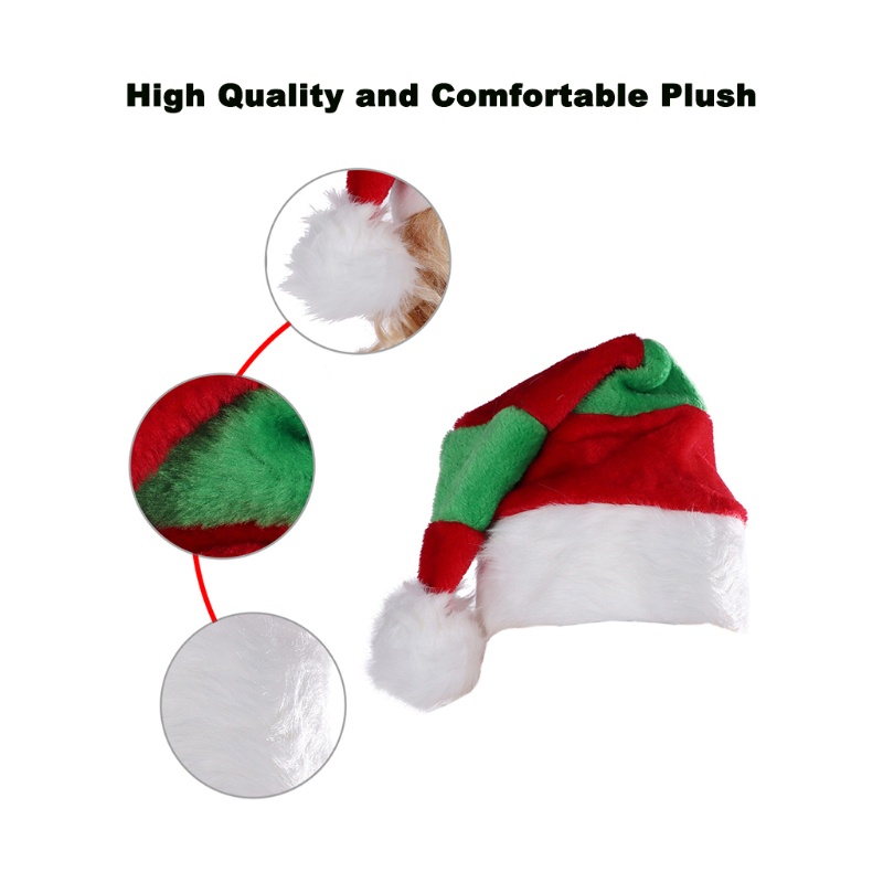 Topi Natal Bahan Plush Bulu Tebal Untuk Unisex