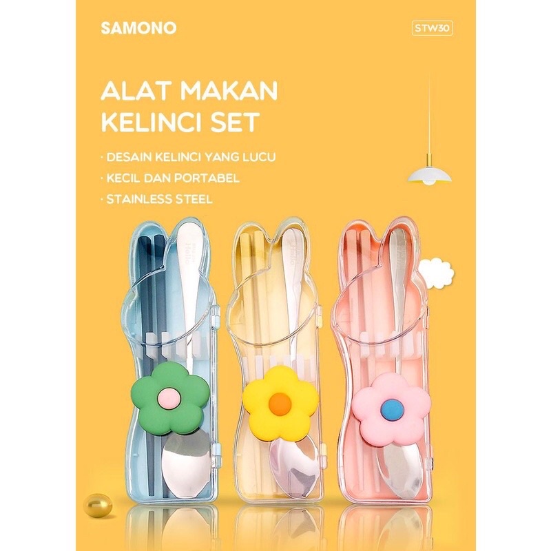 SAMONO STW30 Alat Makan Set Sendok Sumpit Stainless Steel 304 Food Grade Tahan Panas