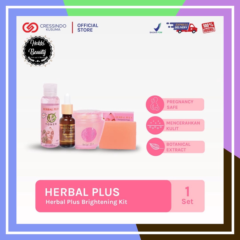 HERBAL PLUS  Brightening Set (Cream, Serum, Transparant Soap) BPOM KIT