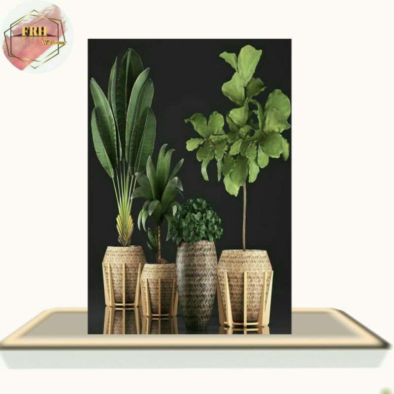 Hiasan Dinding Walldecor Gantungan Ruang Tamu Bunga Pot Daun