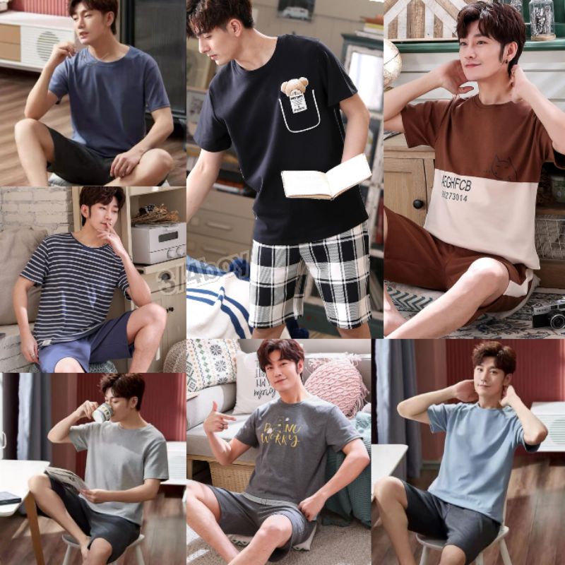AVE Setelan 3/4 cowok import style/setelan pria dewasa/baju tidur dewasa/baju santai pria