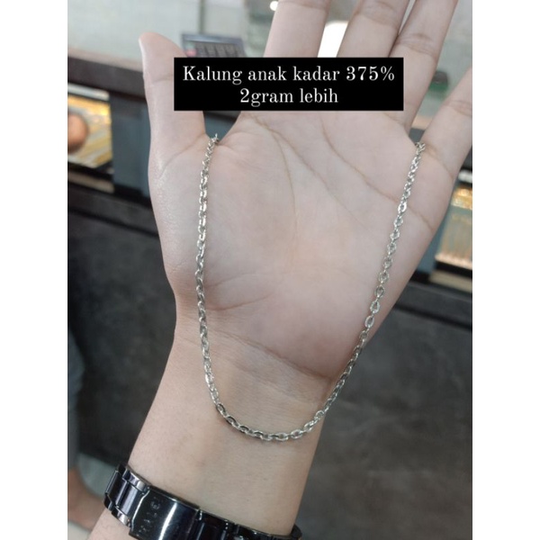 kalung anak Emas putih kadar 375% cap 8k