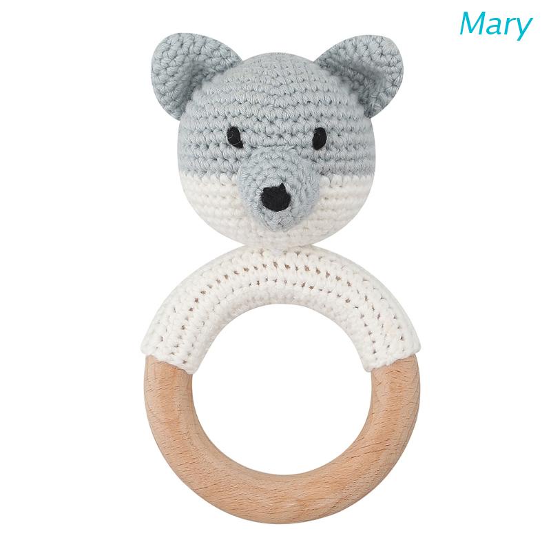 Mary Mainan Gelang Teether Kayu + Katun Rajut Untuk Bayi