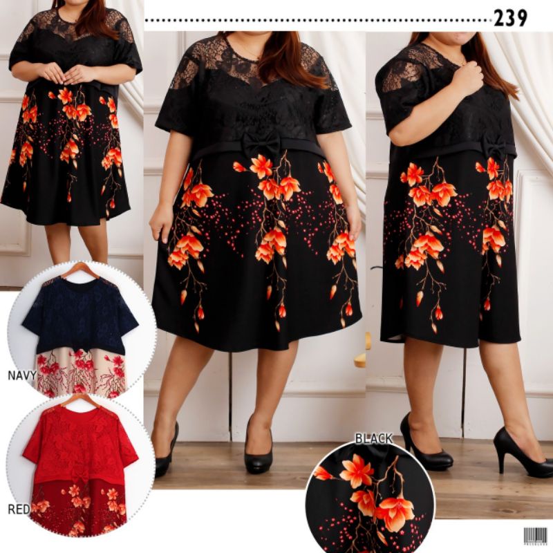 Dress jumbo 239 130.000 Bahan scuba premium LD105-120 berat 400gr