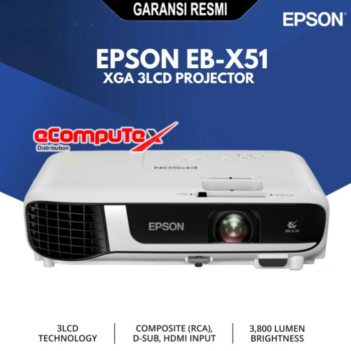 PROJECTOR EPSON EB-X51 / PROYEKTOR EBX51 XGA 3LCD HDMI GARANSI RESMI