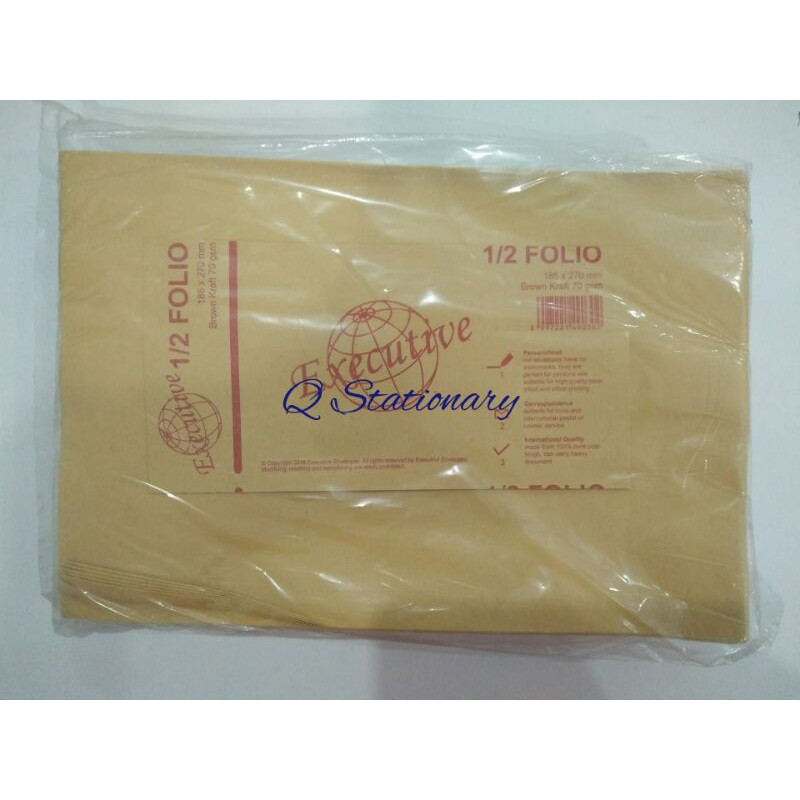

Amplop coklat ukuran 1/2 Folio merek Executive 1 pak