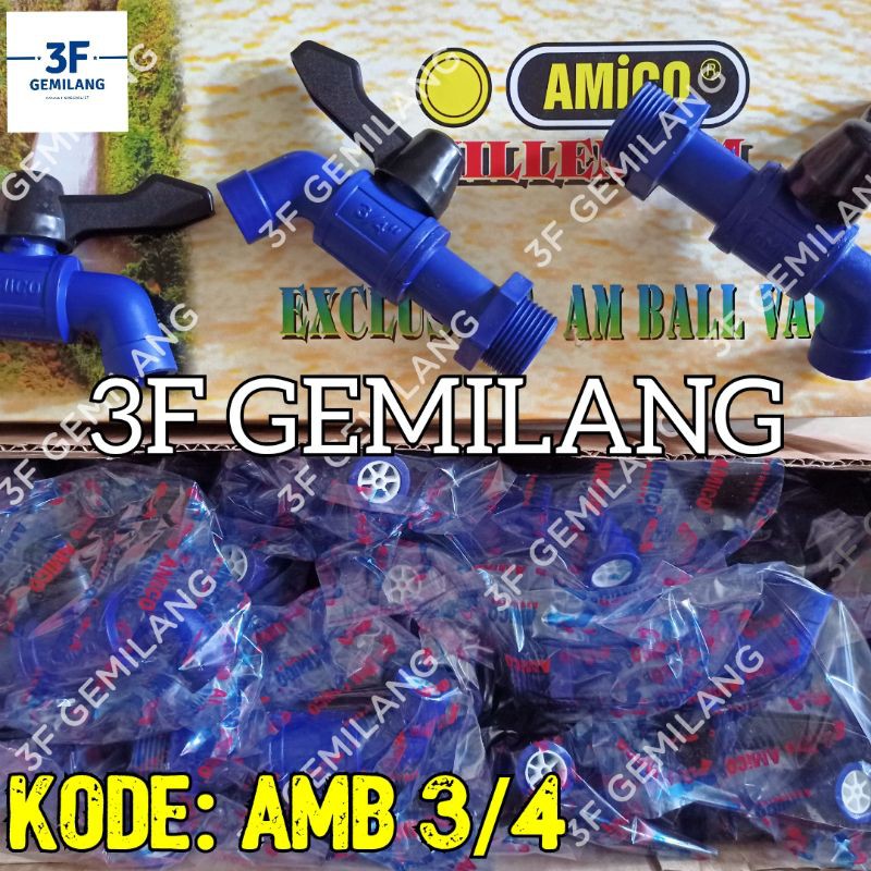 AMB 3/4 - Kran Keran Air PVC JUMBO BODY BESAR BOLA DAN AS KUNINGAN Uk. 3/4 AMICO